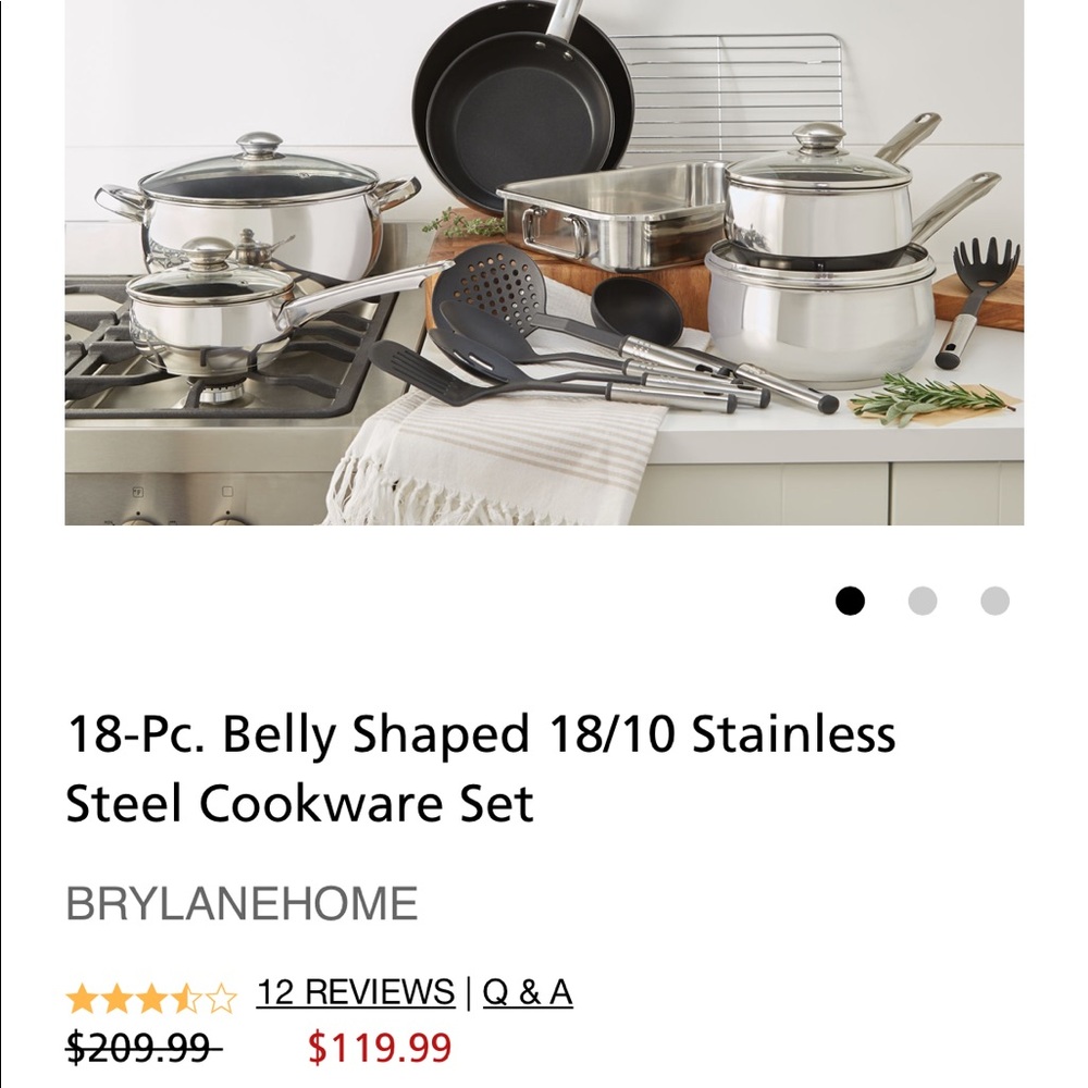18-Pc. Belly Shaped 18/10 Stainless Steel Cookware Set
